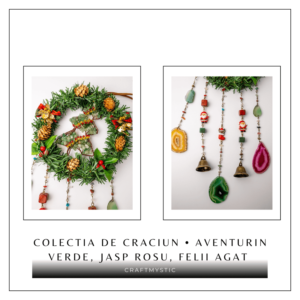 Coronita de Craciun cu Aventurin Verde, Jasp Rosu si Agat – Arborele Prosperitatii si Magiei Festive [5]