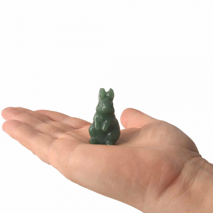 Figurina 4 cm cu forma de iepure sculptata manual din aventurina verde naturala - Cristale si pietre vindecatoare semipretioase cu animale [3]