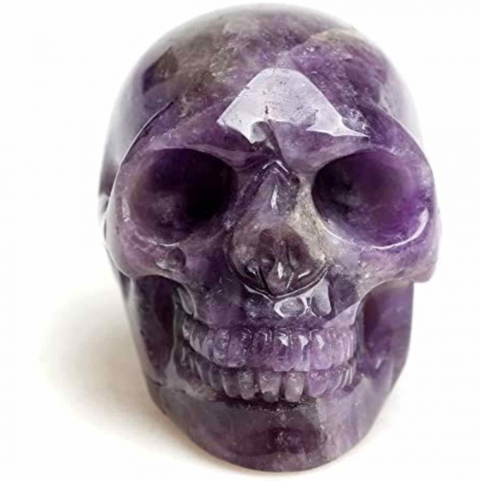 Craniu 5 cm sculptat manual din cristal de Ametist piatra semipretioasa vindecatoare Figurina artistica pentru decor de Halloween, decoratiune pentru biroul de acasa [7]