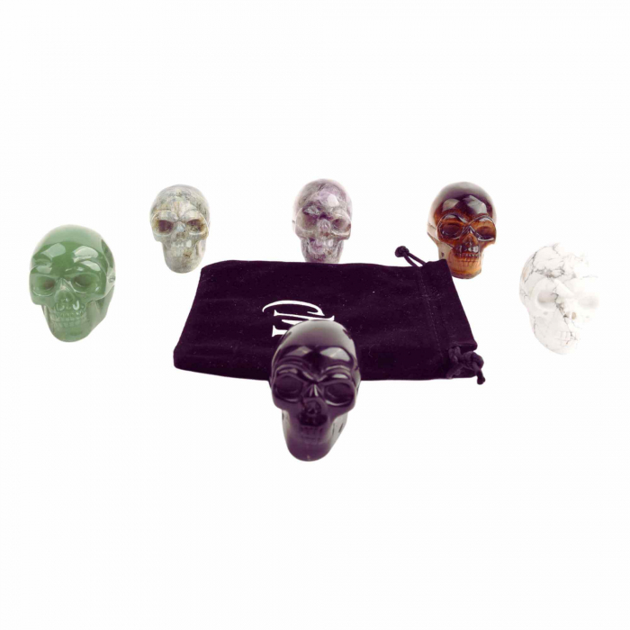 Craniu 5 cm sculptat manual din cristal de Ochi de tigru piatra semipretioasa vindecatoare Figurină artistica pentru decor de Halloween, decoraratiune pentru biroul de acasa [4]