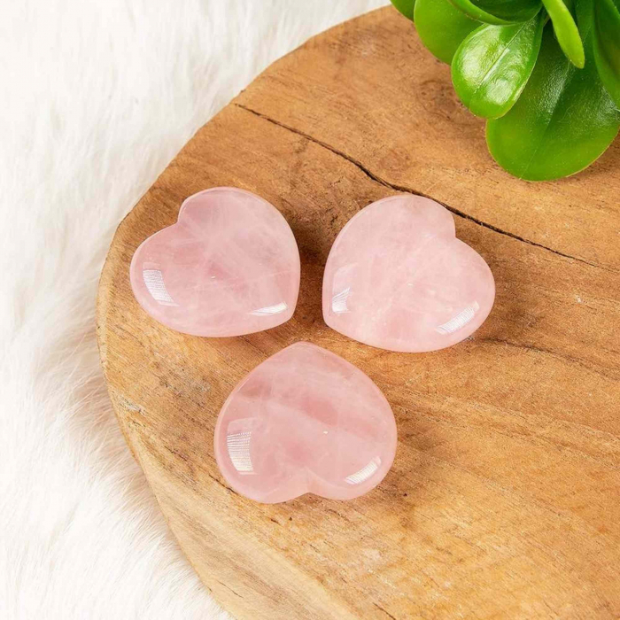 Cristal de cuart trandafir natural in forma de inima - Set de 5 pietre de vindecare, meditatie, echilibrare, decoratiuni pentru casa [8]