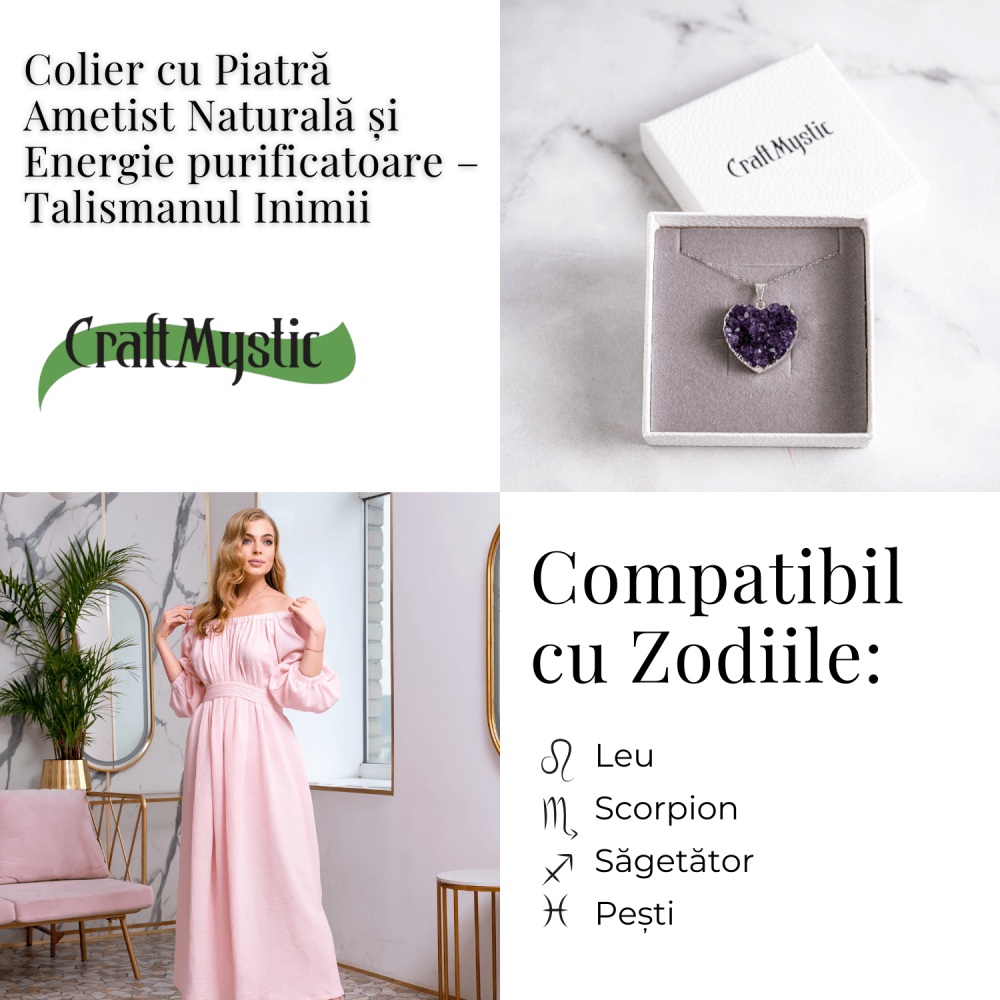 Talismanul inimii – Colier cu piatra ametist naturala si energie purificatoare [5]
