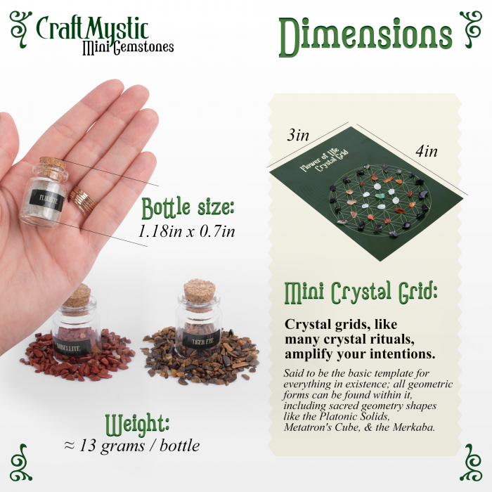 Set 21 Sticlute cu Mini Cristale si Pietre Semipretioase pentru Ritualuri Magice [3]