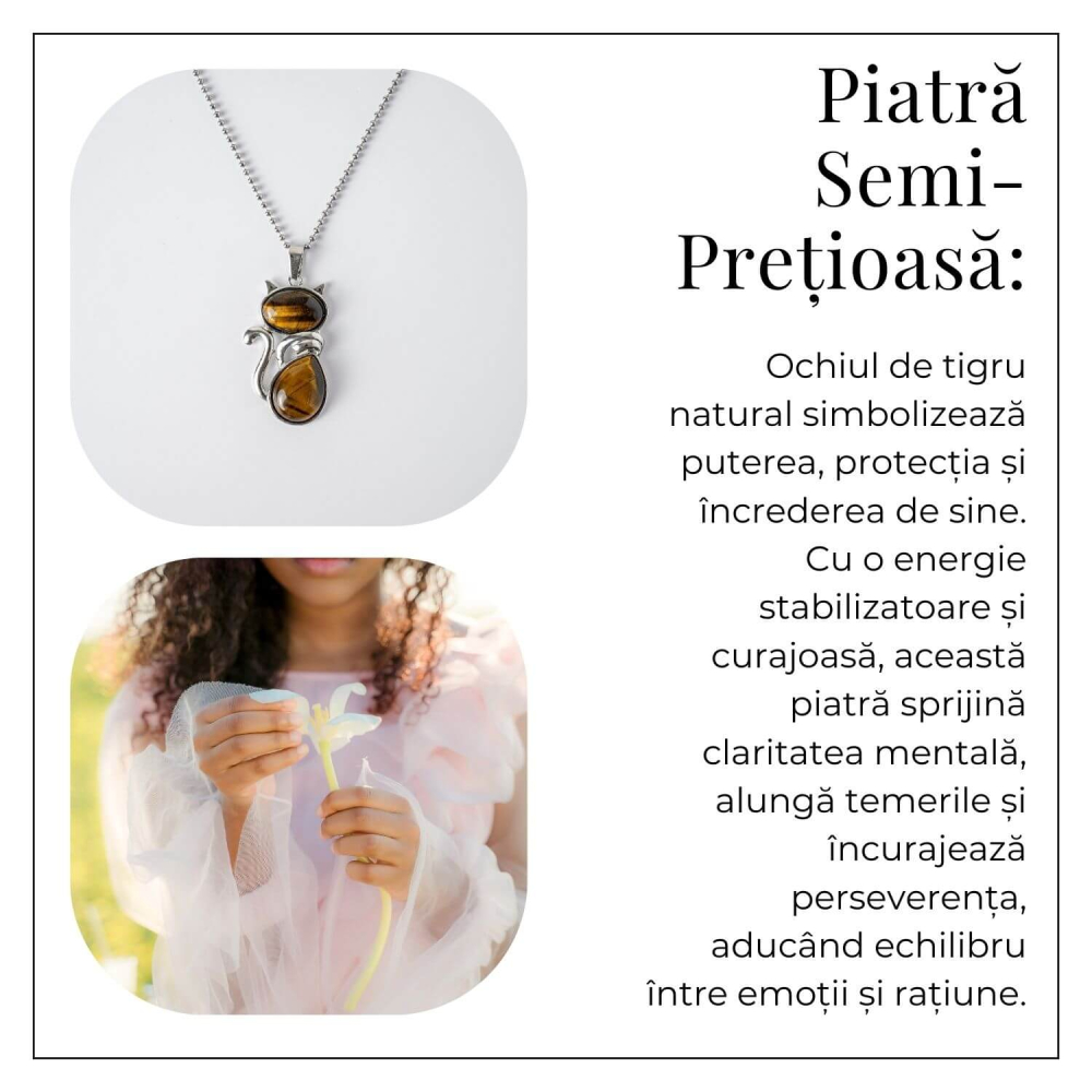 Protectie si Putere – Colier Pisica din Otel Inoxidabil cu Ochi de Tigru [6]