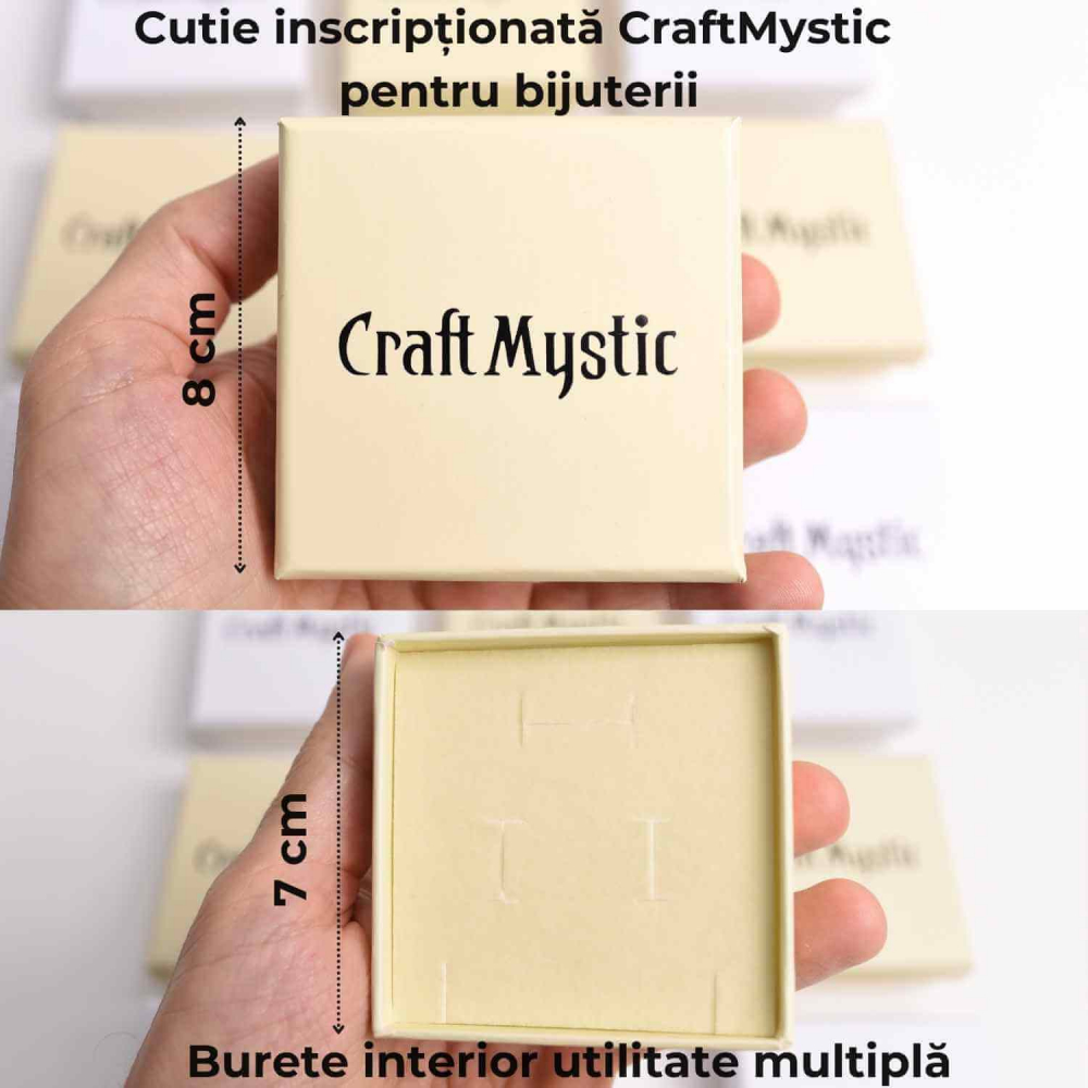 Cutie bijuterii crem inscriptionata CraftMystic - Protectie si Eleganta pentru Bijuterii