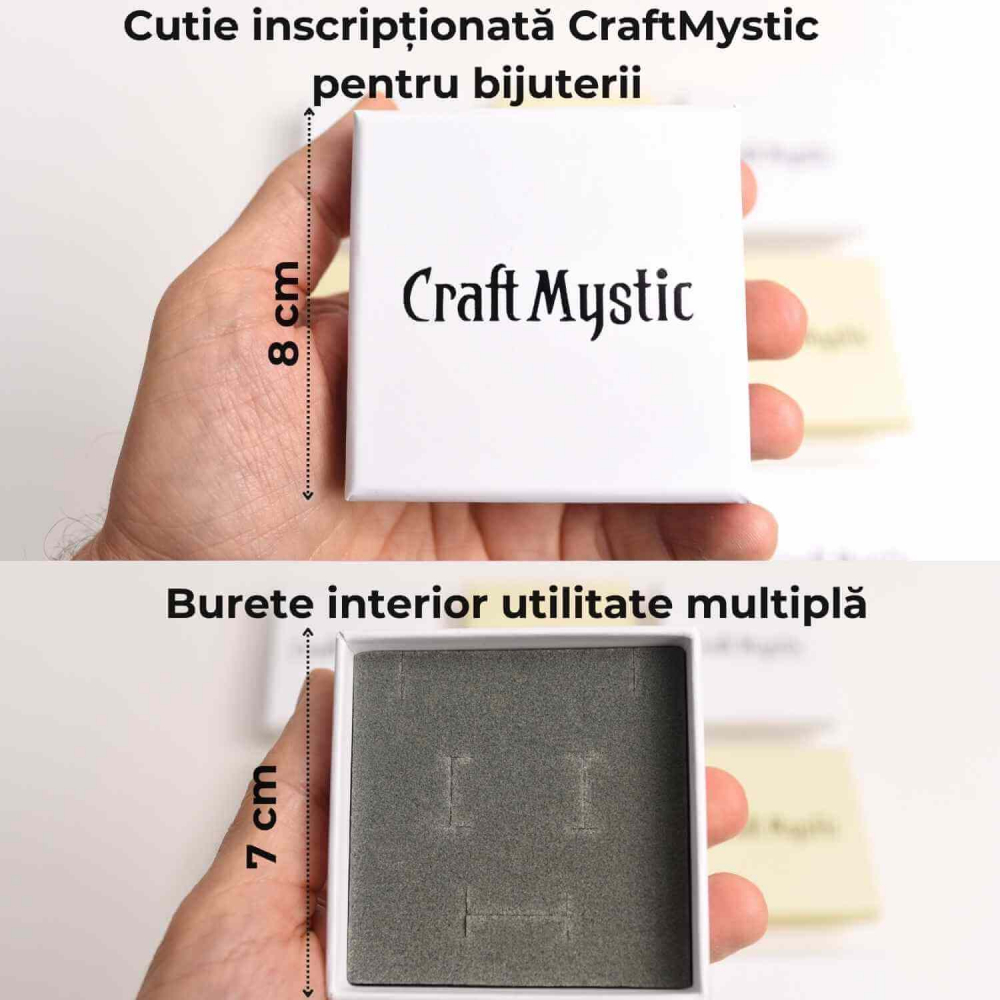 Set 10 cutii albe bijuterii inscriptionate CraftMystic - Protectie si Eleganta pentru Bijuterii