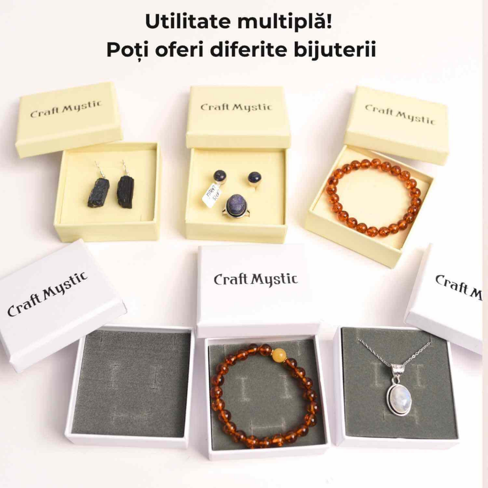 Set 10 cutii crem bijuterii inscriptionate CraftMystic - Protectie si Eleganta pentru Bijuterii