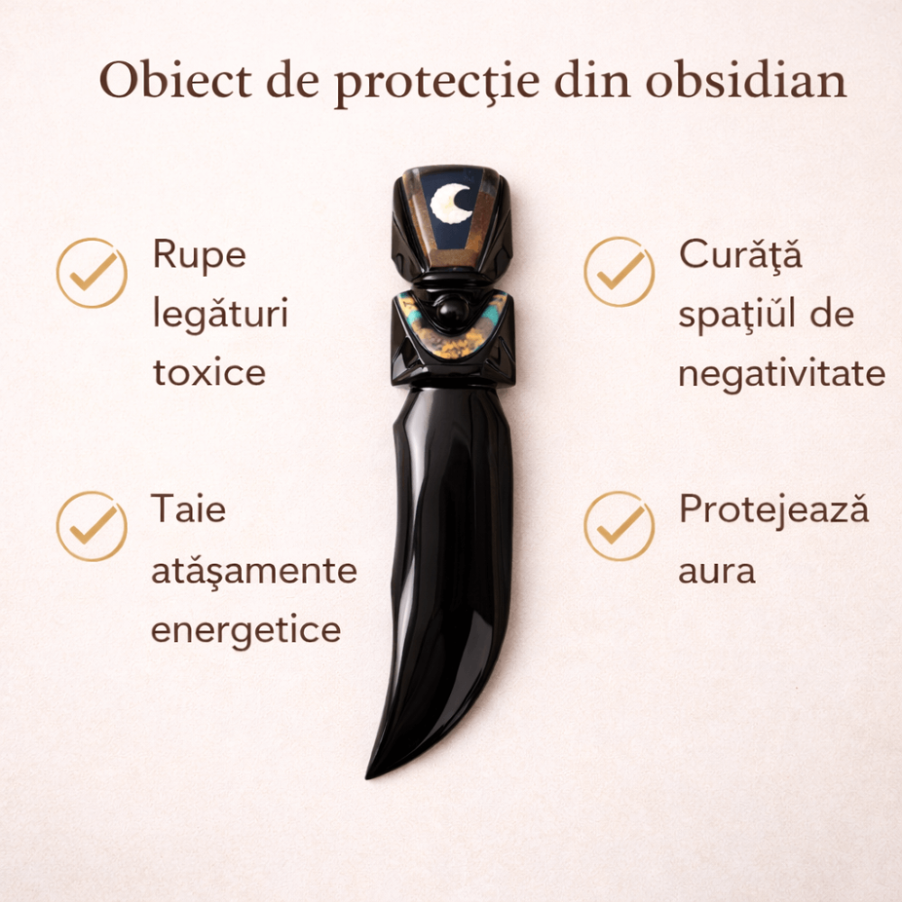 Cutit ceremonial din Obsidian natural – Editie limitata Mexic – 20 cm [3]