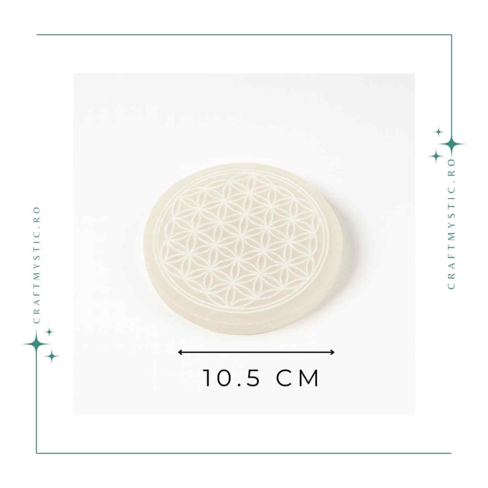 Placa Selenit cu Floarea Vietii – Purificare, Armonie si Reincarcare Energetica [4]