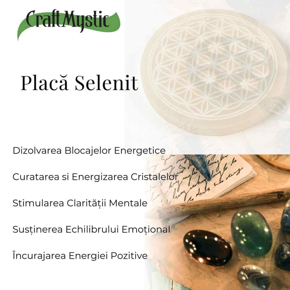 Placa Selenit cu Floarea Vietii – Purificare, Armonie si Reincarcare Energetica [3]
