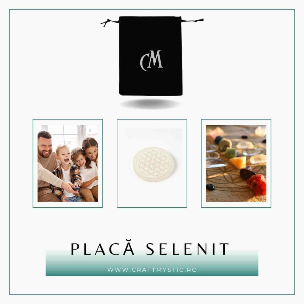 Placa Selenit cu Floarea Vietii – Purificare, Armonie si Reincarcare Energetica [8]