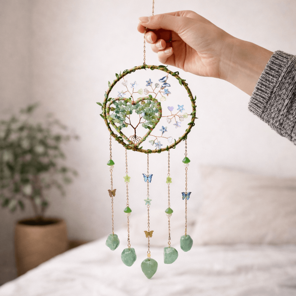 Dreamcatcher cu aventurin verde, un simbol al inimii deschise și al echilibrului natural [2]