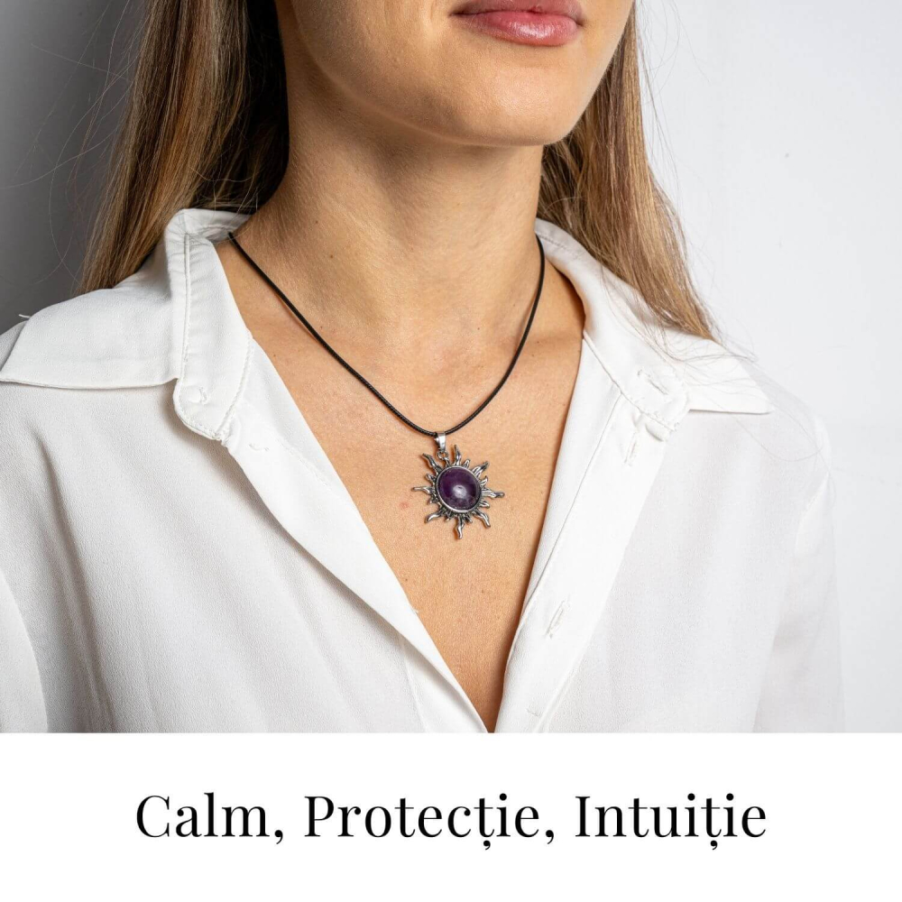 Echilibru si Spiritualitate – Colier Soare cu Ametist Natural [2]