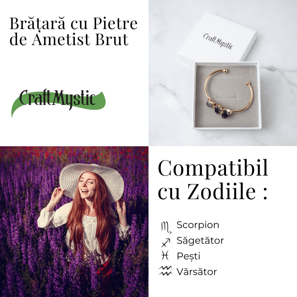 Bratara Cupru cu Ametist Brut – Claritate si Echilibru Interior [4]