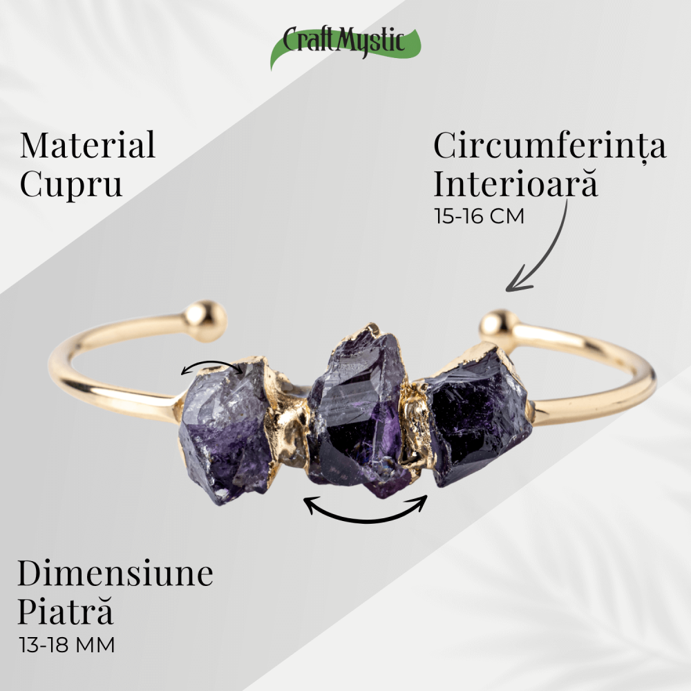 Bratara Cupru cu Ametist Brut – Claritate si Echilibru Interior [5]
