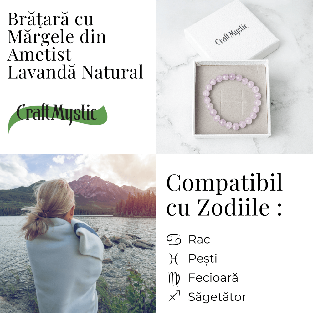 Calm si Armonie – Bratara din Ametist Lavanda Natural 8mm [5]