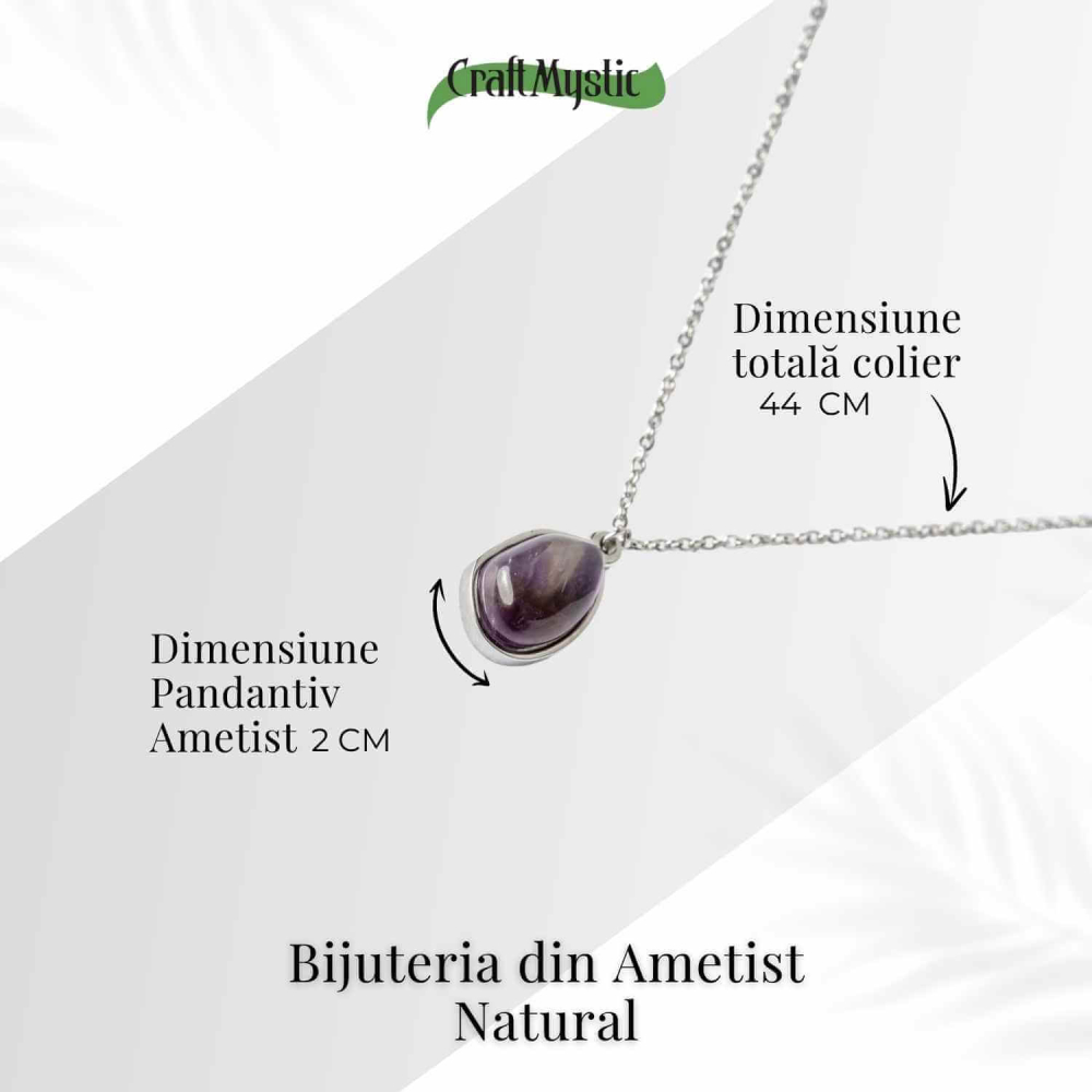 Echilibru si Liniste – Colier din Ametist Natural cu Lanț din Oțel Inoxidabil [4]