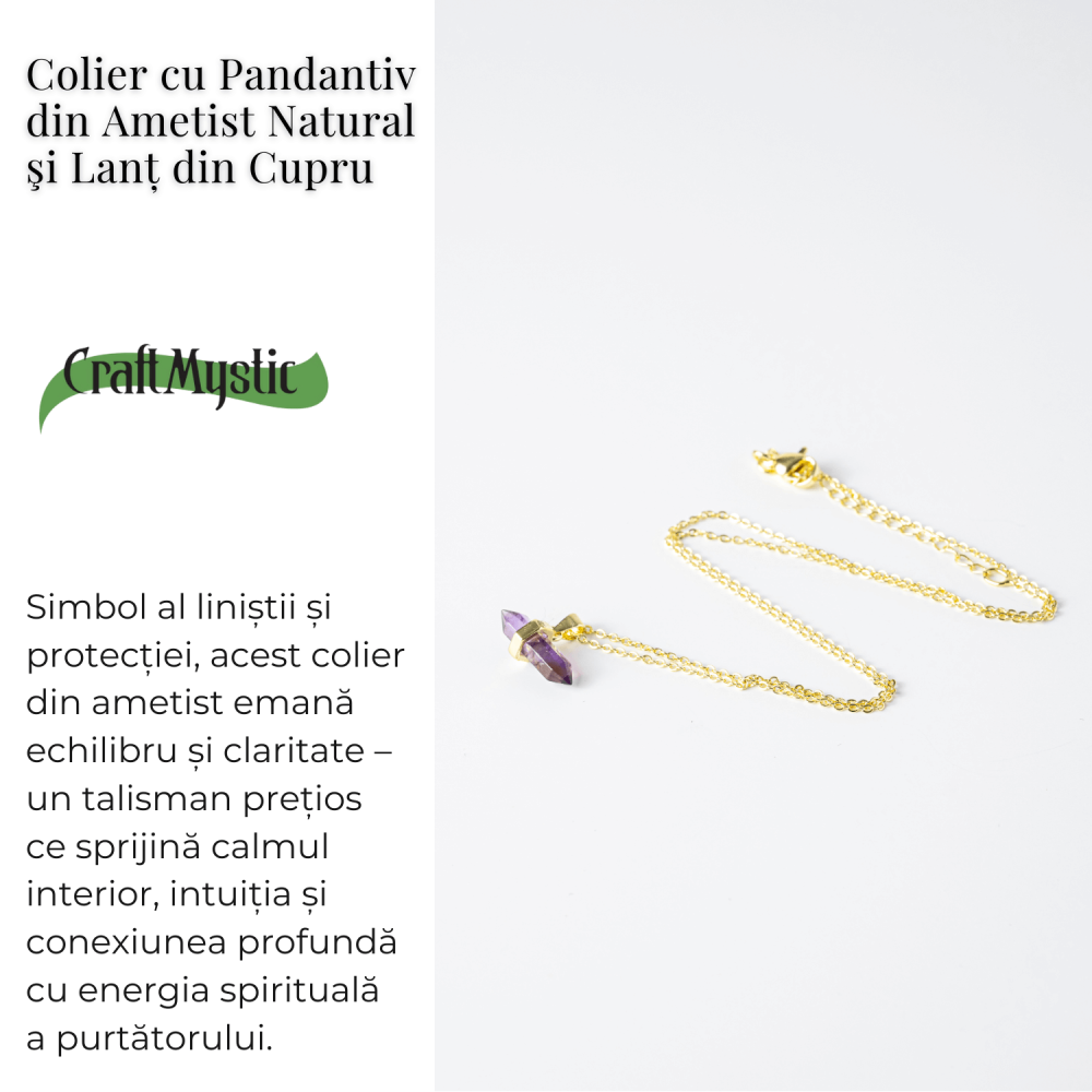 Echilibru si Linsite – Colier din Ametist Natural pe Lant de Cupru [3]