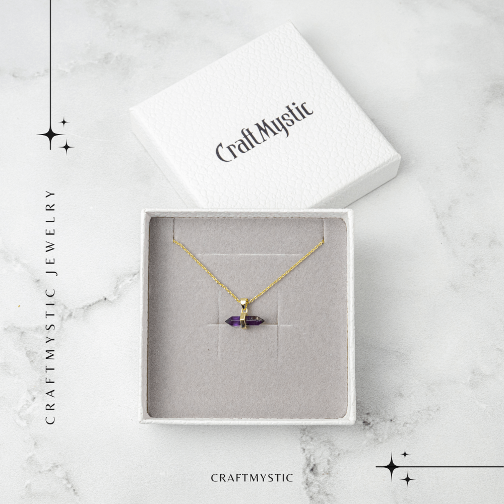 Echilibru si Linsite – Colier din Ametist Natural pe Lant de Cupru [6]