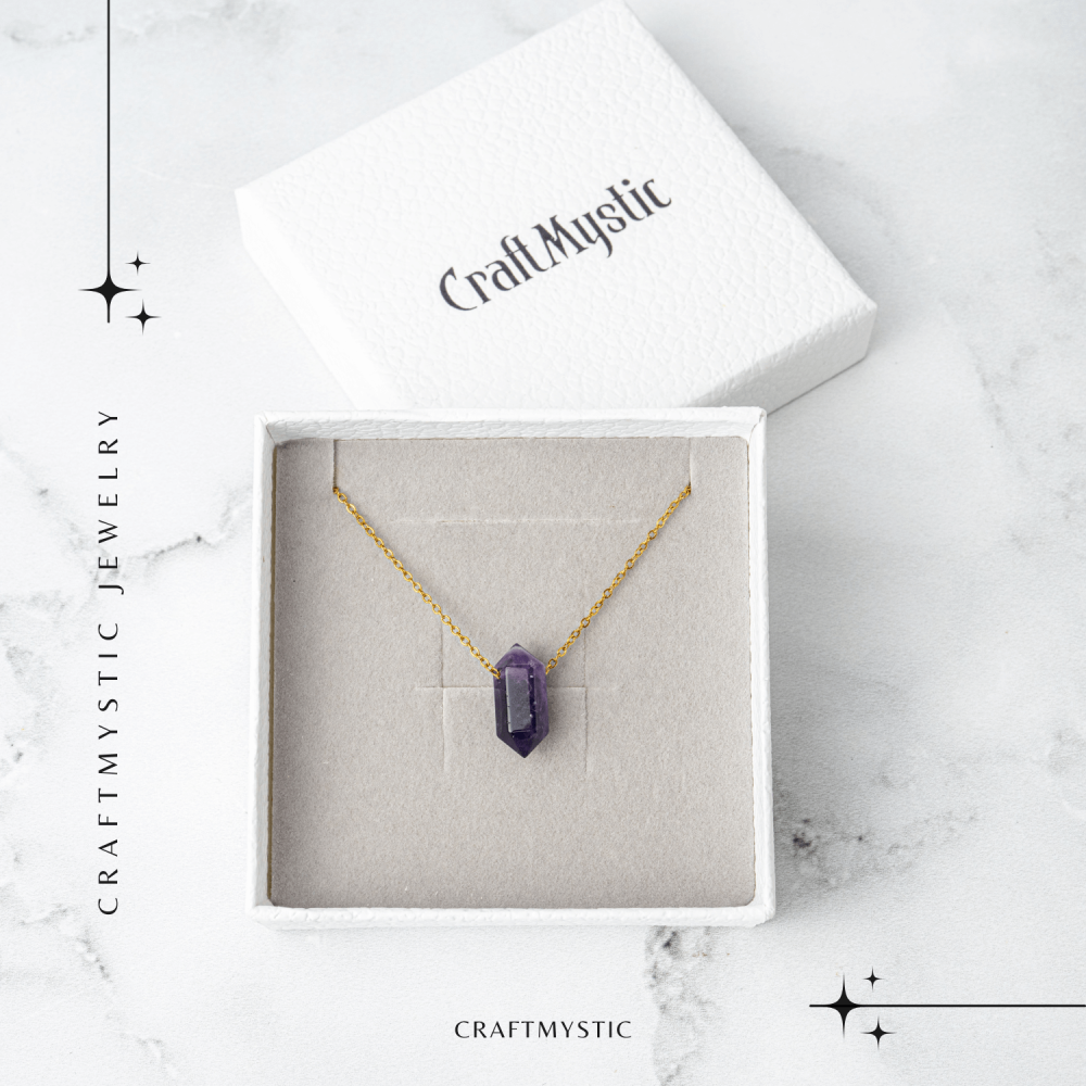 Calm si Echilibru – Colier din Ametist Natural cu Lant din Otel Inoxidabil [5]