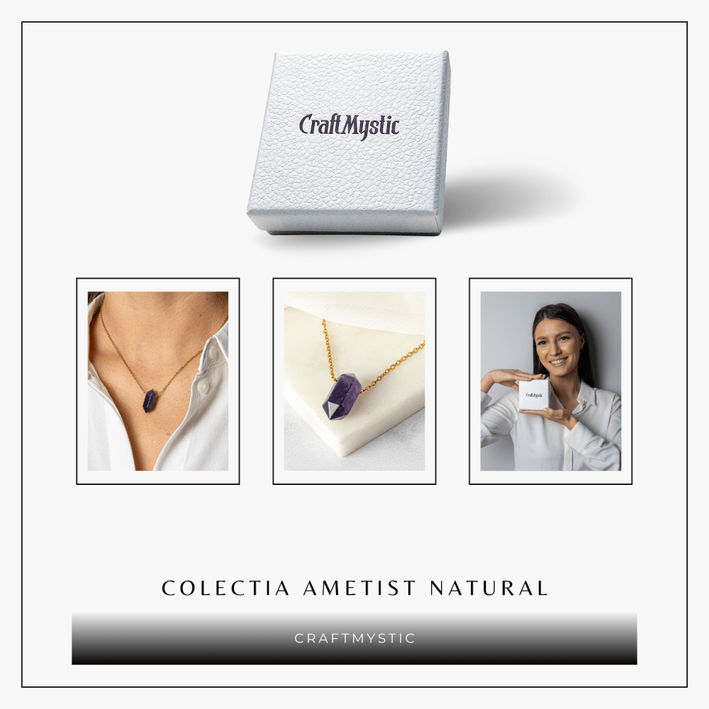 Calm si Echilibru – Colier din Ametist Natural cu Lant din Otel Inoxidabil [6]