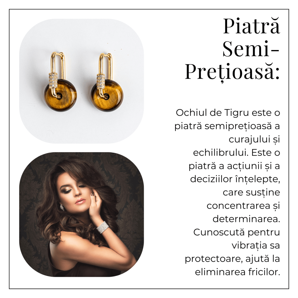Bijuterie Protectoare – Cercei cu Piatra Ochi de Tigru model Pi [6]