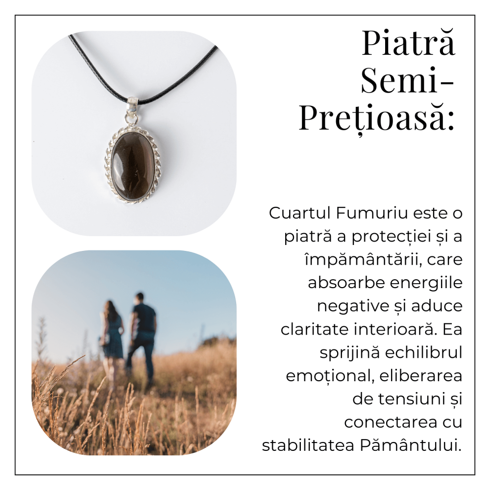 Colier cu Cuart Fumuriu Natural Oval/Rotund – Protectie si Echilibru [7]