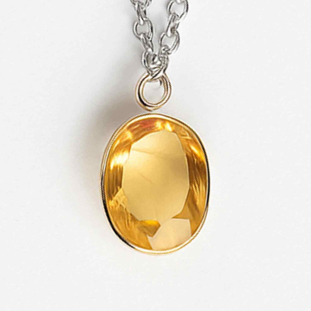 Colier Argint 925 cu Citrin Oval fatetat– Lumina Interioara si Abundenta [6]