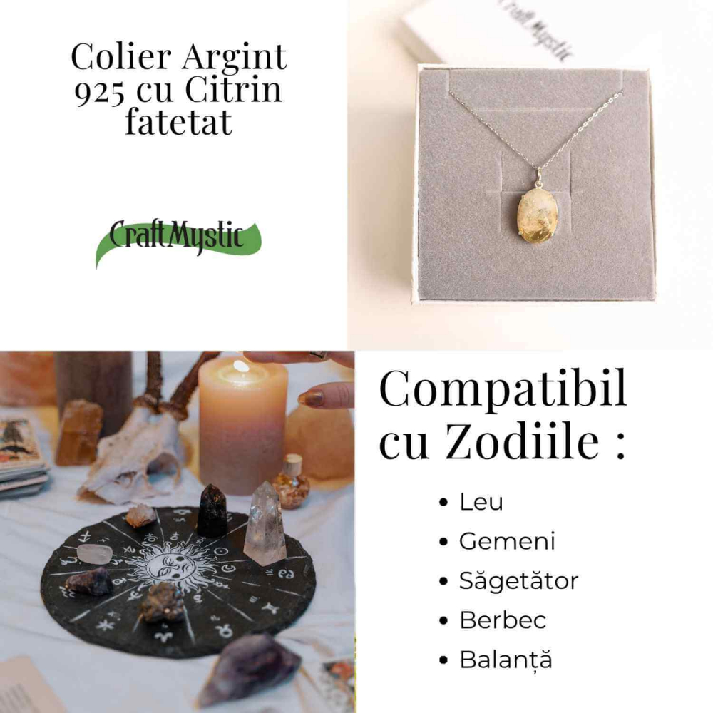 Energie si Bucurie Zilnica – Colier Inima cu Citrin si Argint 925 [4]