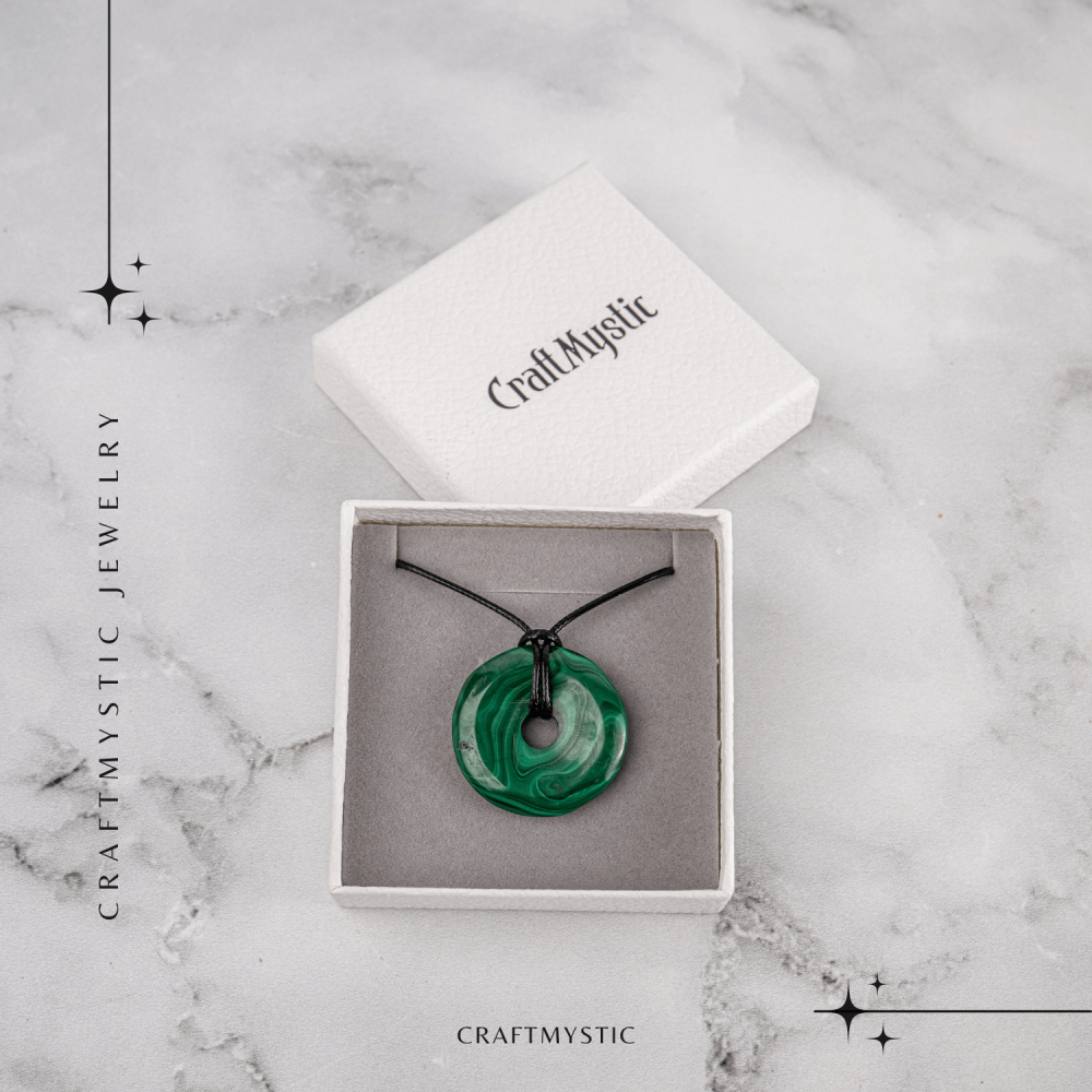 Colier Malachit Natural Pi pe Snur Reglabil – Transformare, Protectie si Echilibru Interior [7]