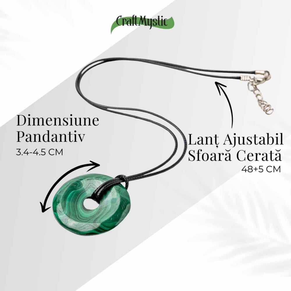 Colier Malachit Natural Pi pe Snur Reglabil – Transformare, Protectie si Echilibru Interior [5]