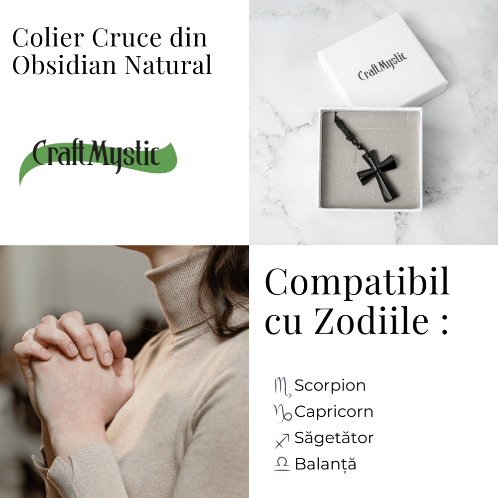 Putere si Protectie – Colier Cruce din Obsidian Natural [5]