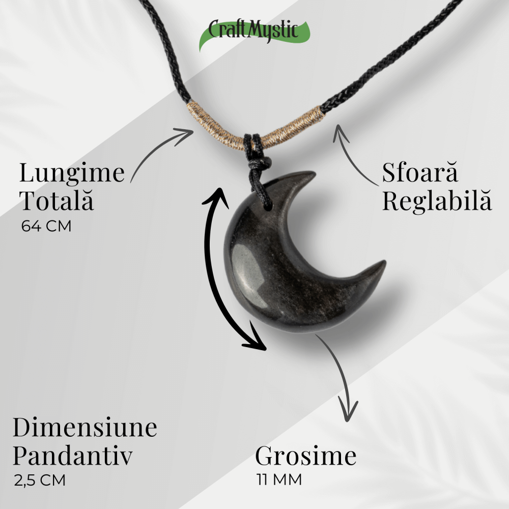 Protectie si Claritate – Colier Luna din Obsidian de Gheata Natural [4]