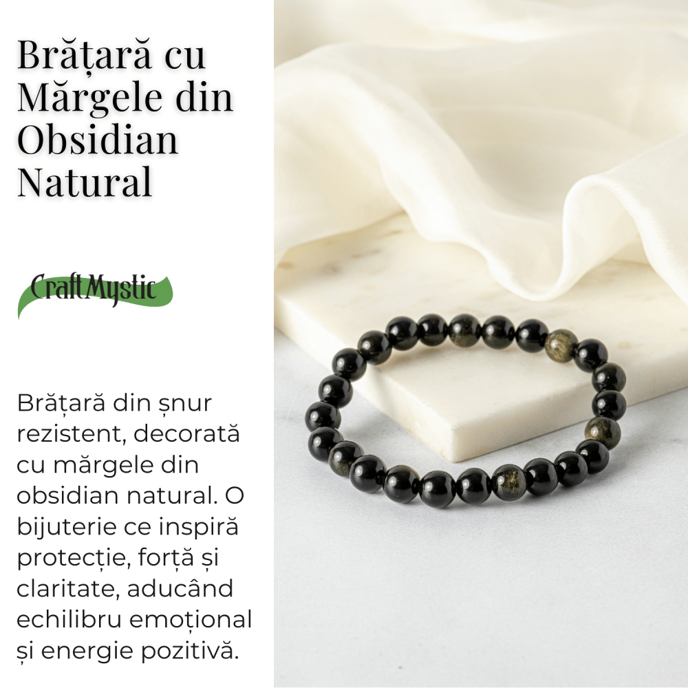 Claritate si Protectie – Bratara din Obsidian Auriu Natural de 8mm [3]