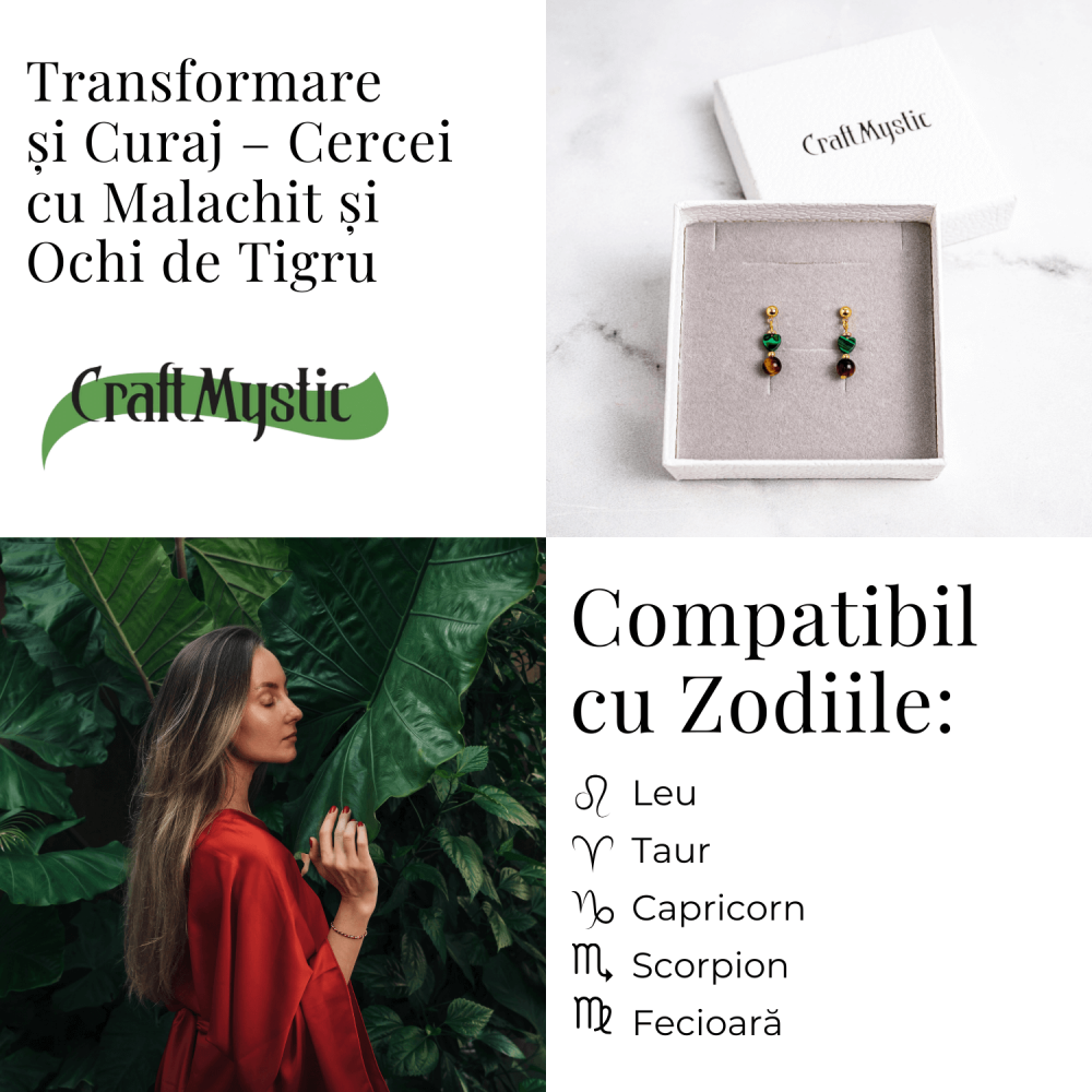 Transformare si Curaj – Cercei cu Malachit si Ochi de Tigru [5]