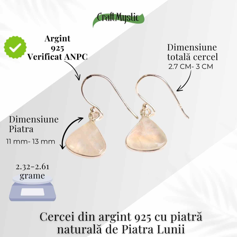 Cercei Argint 925 cu Piatra Lunii Triunghi Rotunjit – Armonie si Intuitie [4]