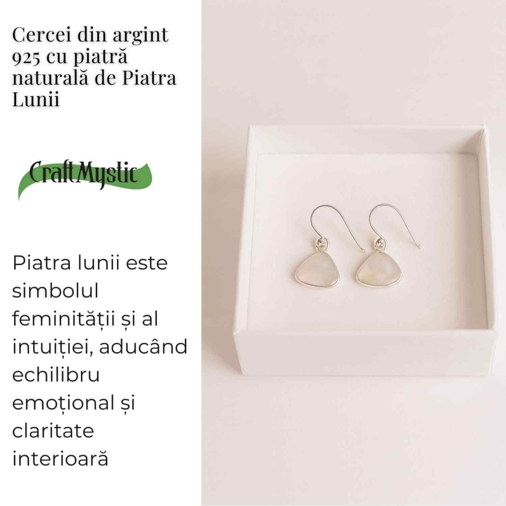Cercei Argint 925 cu Piatra Lunii Triunghi Rotunjit – Armonie si Intuitie [3]