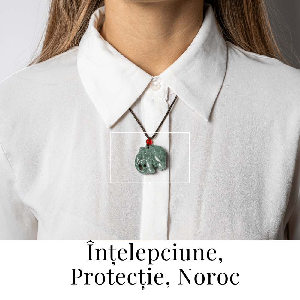 Noroc si Protectie – Colier Elefant din Jad Natural de Rusia [2]