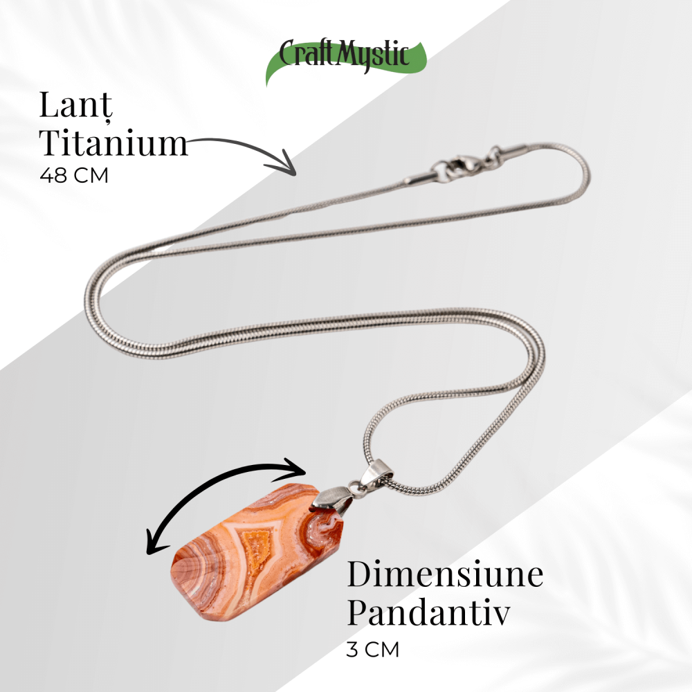 Colier Titanium cu Crazy Lace Agate Dreptunghiular – Energie Pozitiva si Echilibru Emotional [5]