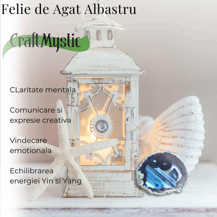 Felie de Agat Albastru in Forma Neregulata - Stimuleaza Creativitatea si Echilibrul Emotional [5]