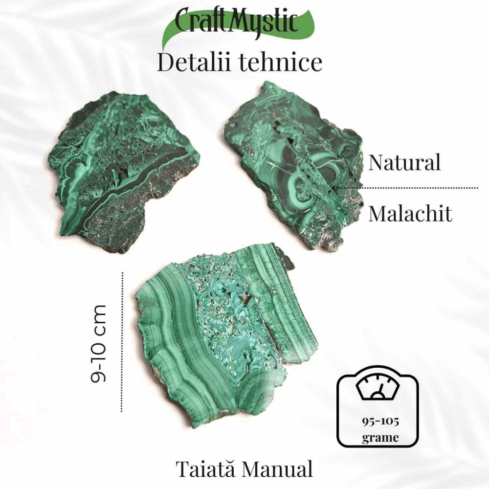 Felie Malachit Natural 9-10 cm- Vindecare si Echilibru Energetic/ Felie Malachit 9-10 cm 95-105 grame [5]