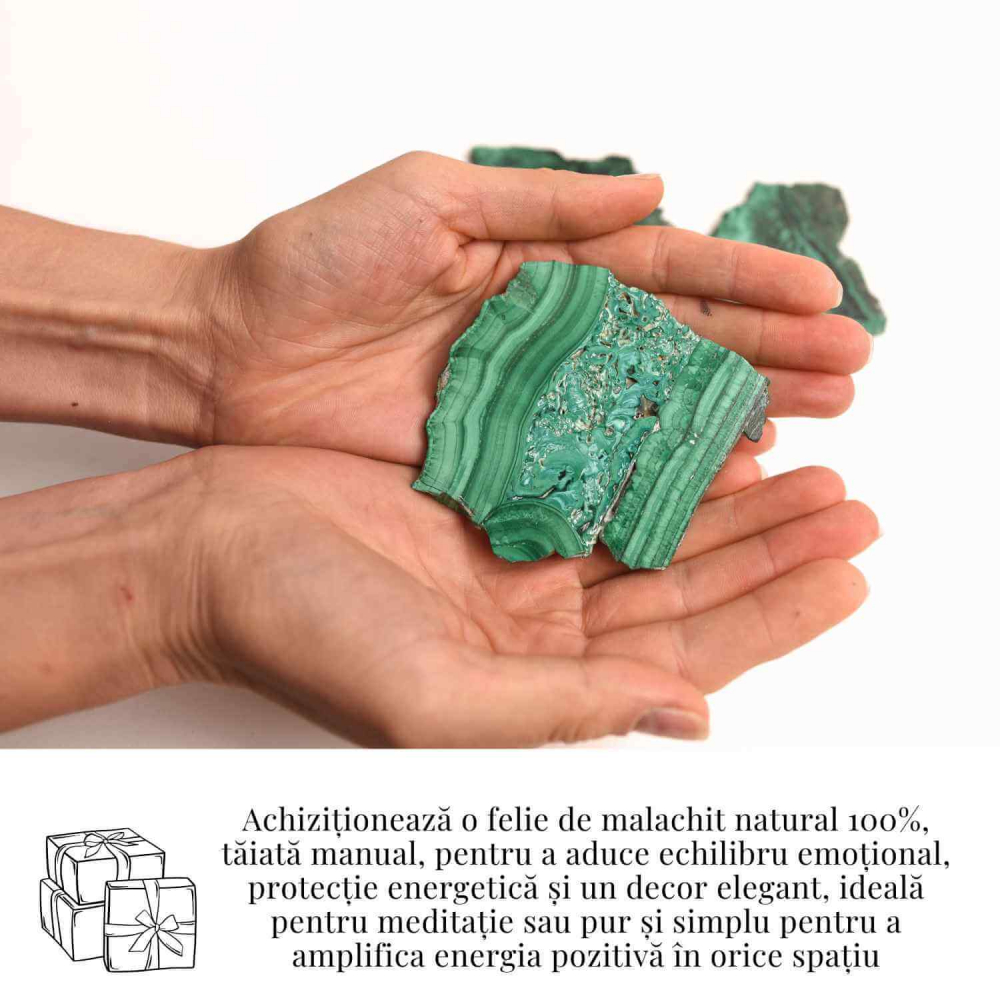 Felie Malachit Natural 9-10 cm- Vindecare si Echilibru Energetic/ Felie Malachit 9-10 cm 95-105 grame [2]