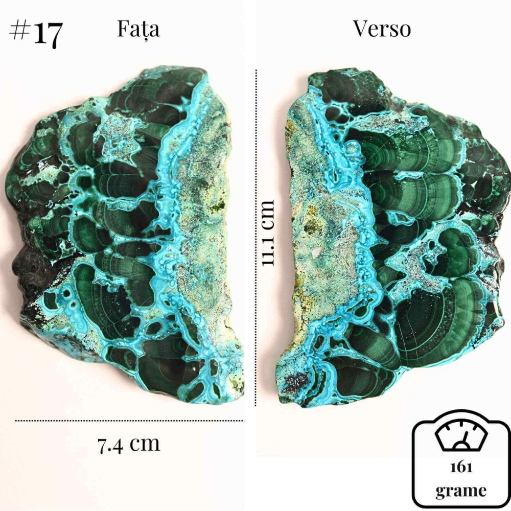 Felie unicat cu Malachit, Crisocola, Stalactite, Cornetite - Protectie si echilibru energetic [15]
