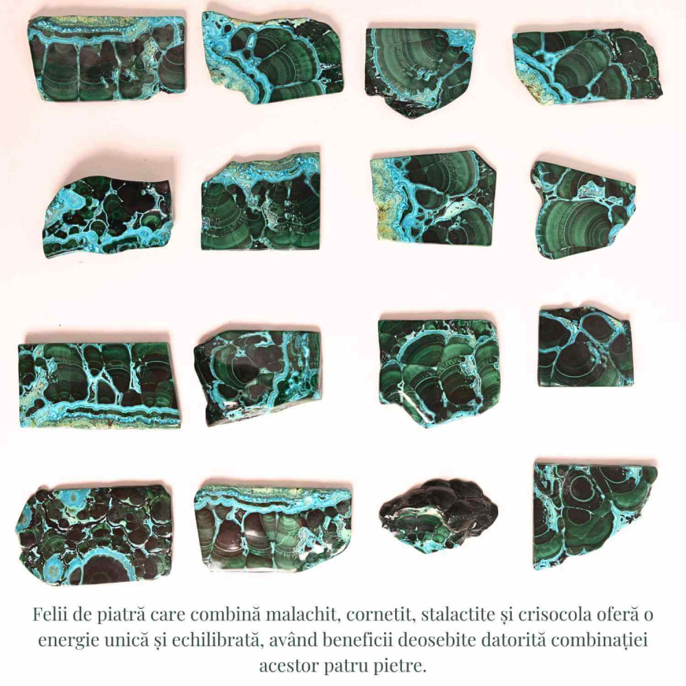 Felie unicat cu Malachit, Crisocola, Stalactite, Cornetite - Protectie si echilibru energetic [3]