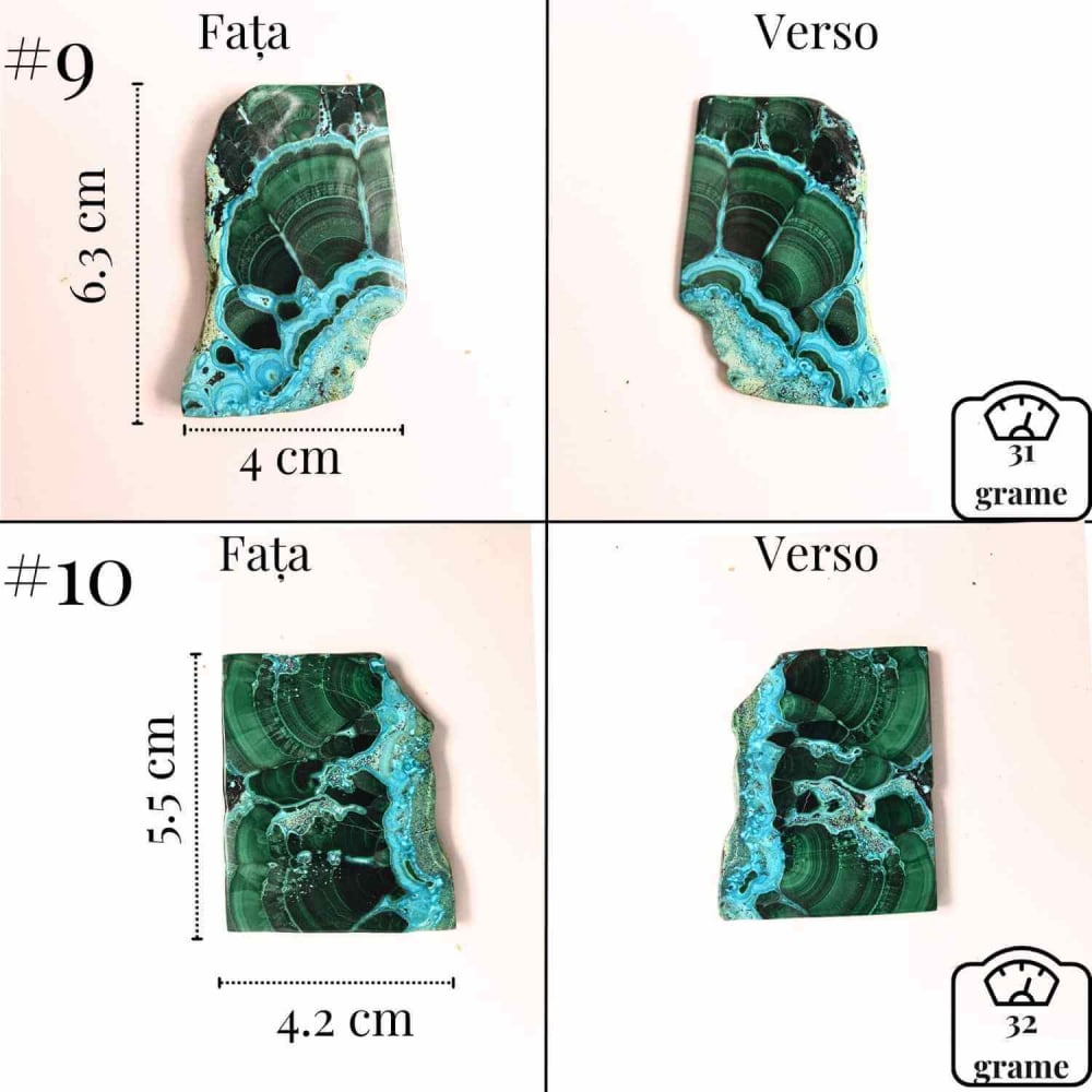 Felie unicat cu Malachit, Crisocola, Stalactite, Cornetite - Protectie si echilibru energetic [2]