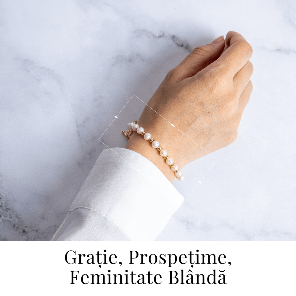 Bratara cu perle si detalii aurii – Eleganta care nu se demodeaza [2]