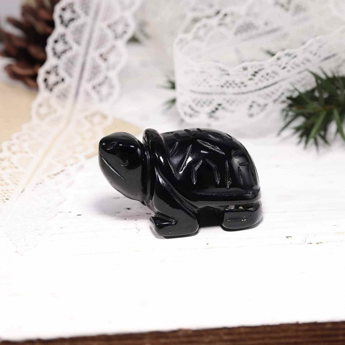 Figurina broasca testoasa 4 cm de cristal semipretios -  Sculptura din piatra vindecatoare reiki de buzunar pentru decor, colectie [5]