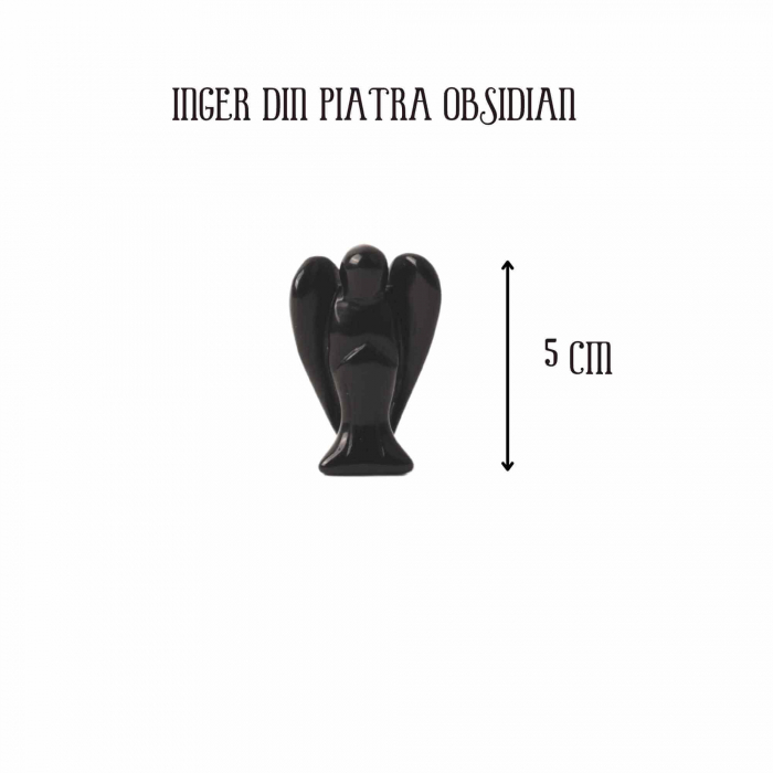 Figurina 5 cm inger din cristal vindecator Obsidian - Sculptura manuala din piatra naturala lustruita - Decor pentru camera birou cu energie reiki pentru femei barbati - Copie [2]