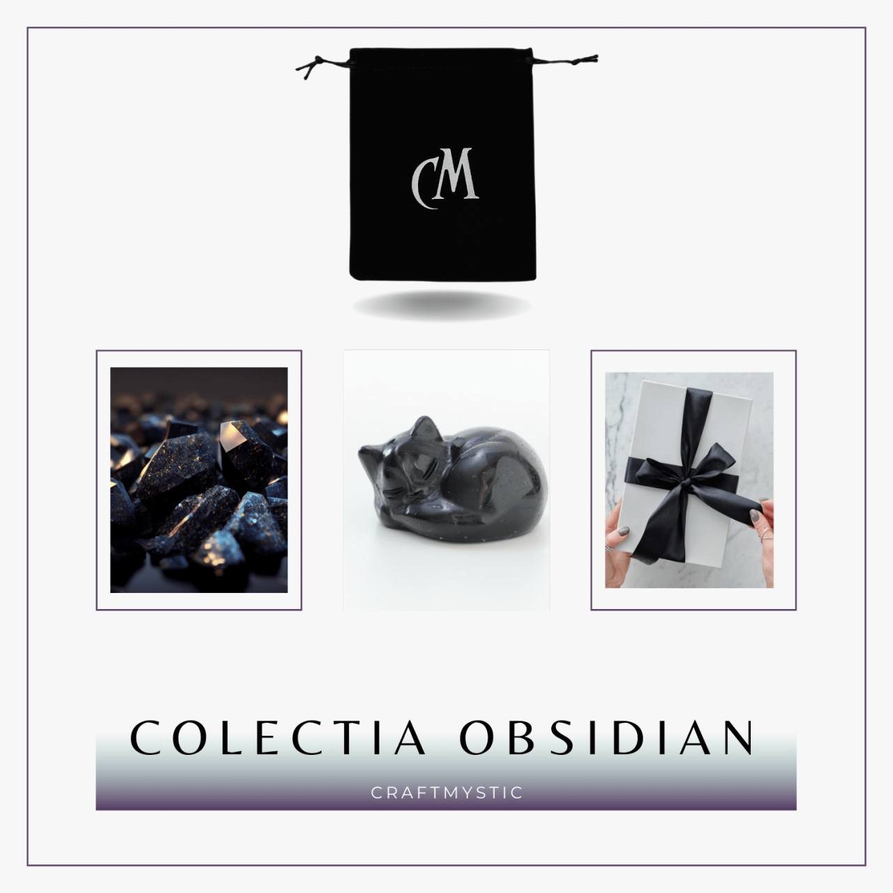 Figurina Pisicuta Adormita 4 cm din Obsidian Natural - Protectie si Liniste [7]