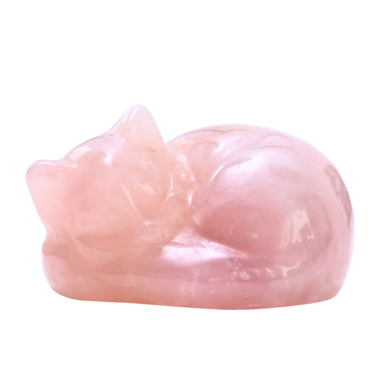 Figurina Pisicuta Adormita 4 cm din Cuart Roz - Iubire si Liniste [10]